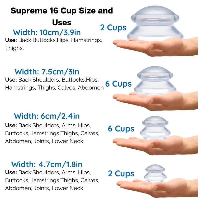 16 SUPREME DEEP PRO 6065 - ADVANCED HARDER SILICONE CUPPING SET - USA ONLY