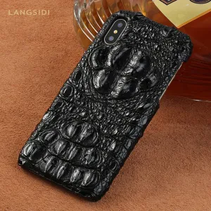 20％ Off | Genuine Crocodile Leather Phone Case For iphone 15 13 14 Pro Max 12 Mini 12 11 Pro Max XR X XS Max Cover for iPhone 7 8 Plus SE