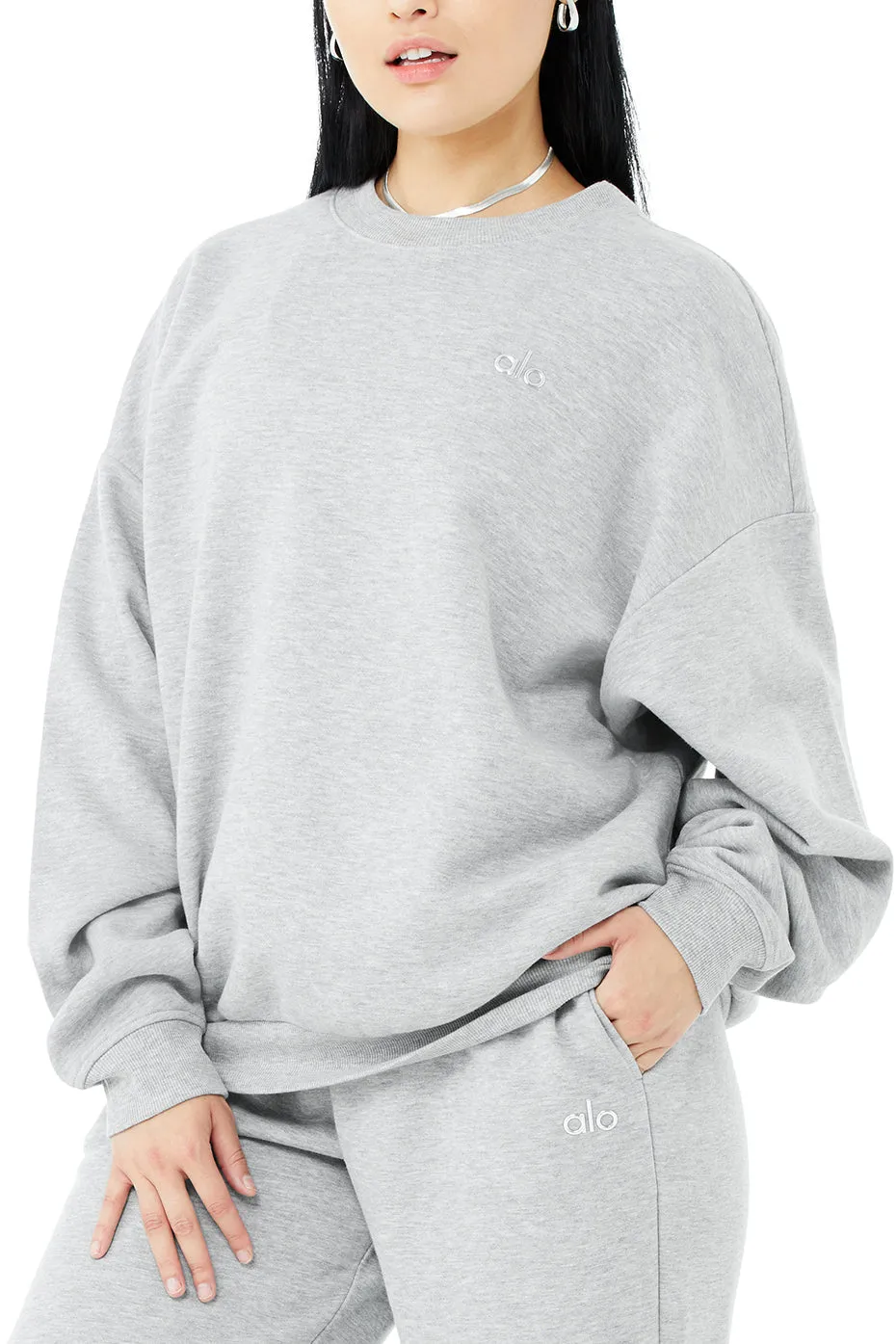 Accolade Crew Neck Pullover & Accolade Straight Leg Sweatpant Set - Athletic Heather Grey