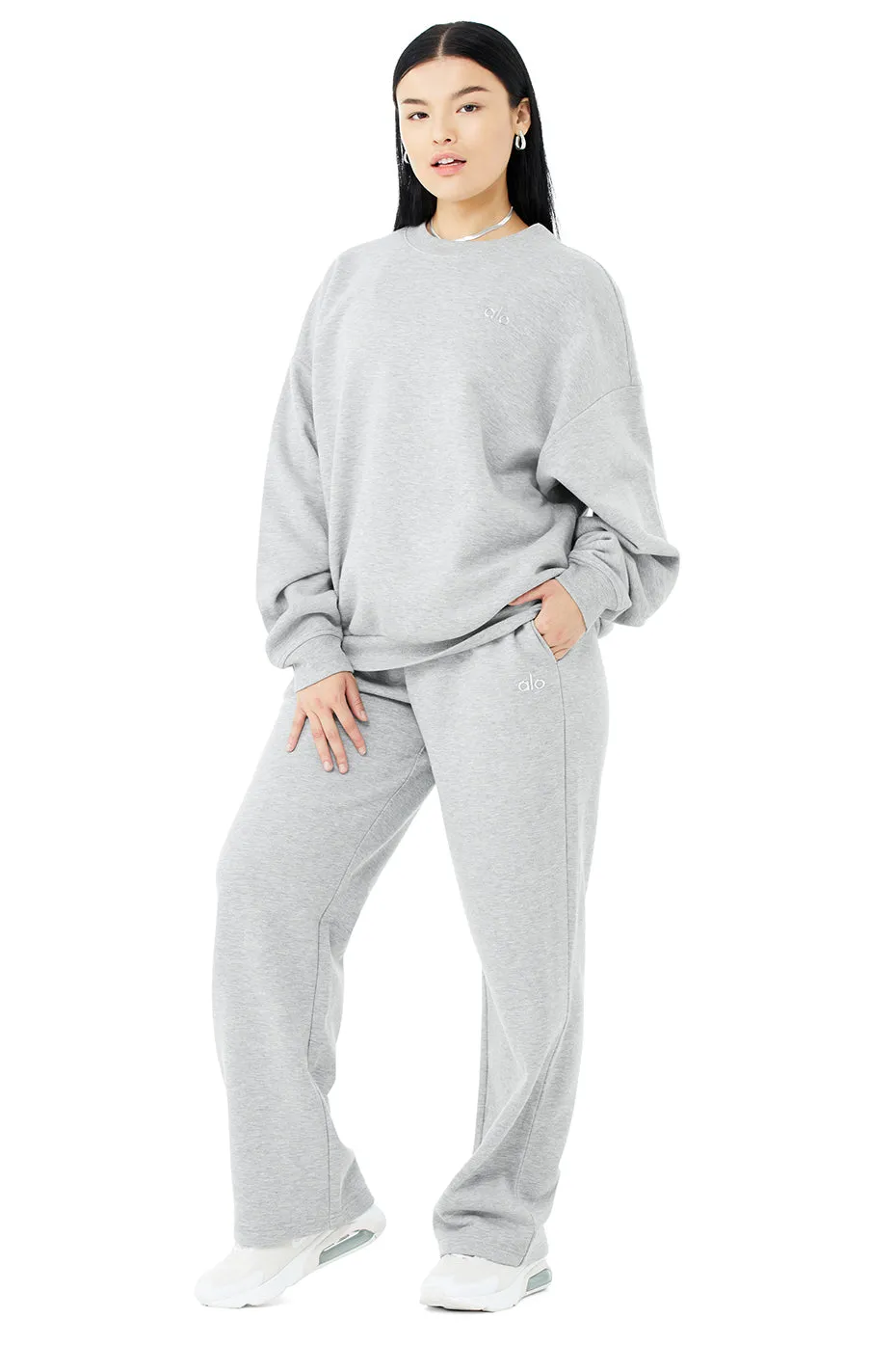 Accolade Crew Neck Pullover & Accolade Straight Leg Sweatpant Set - Athletic Heather Grey