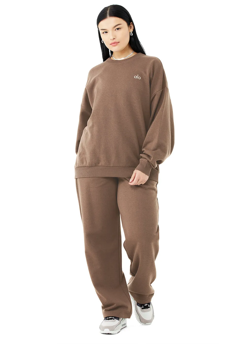 Accolade Crew Neck Pullover & Accolade Straight Leg Sweatpant Set - Hot Cocoa