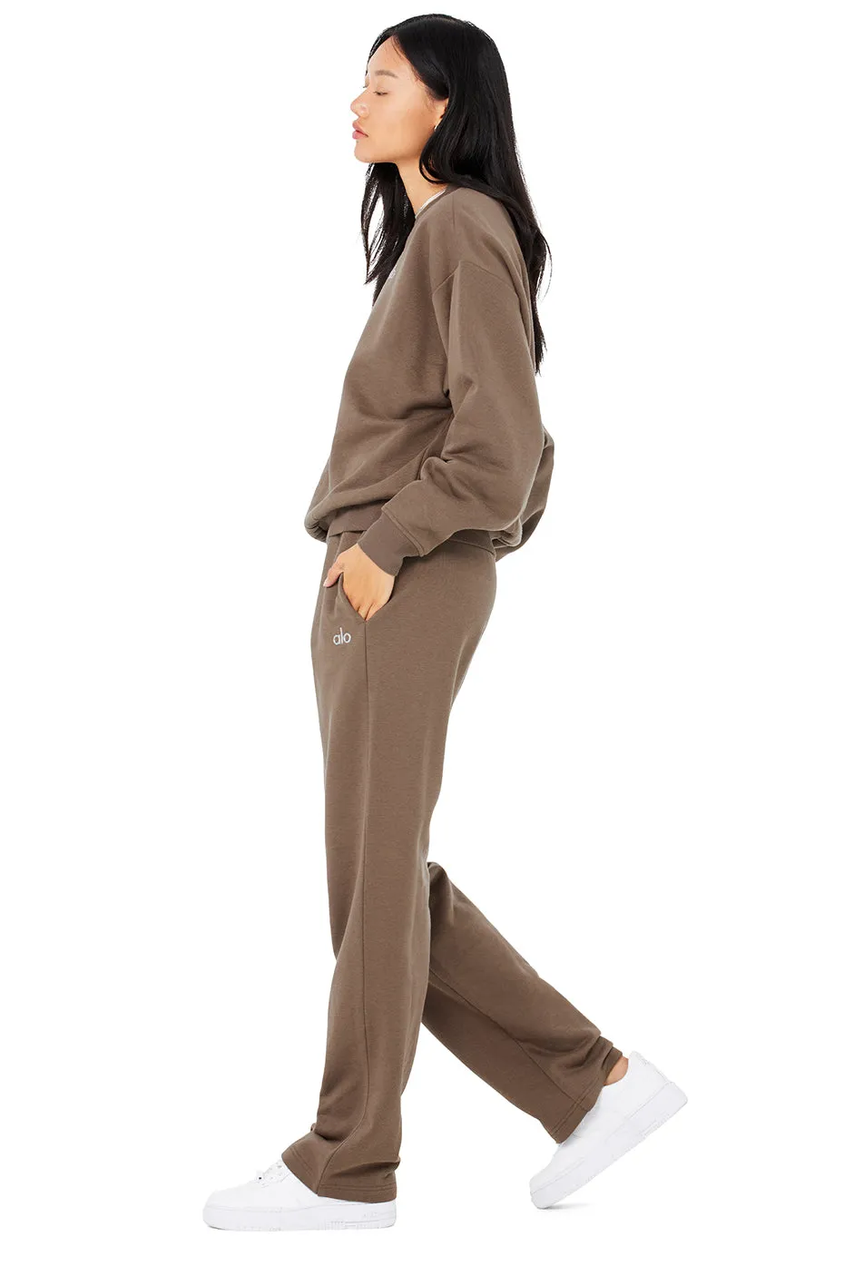 Accolade Crew Neck Pullover & Accolade Straight Leg Sweatpant Set - Hot Cocoa