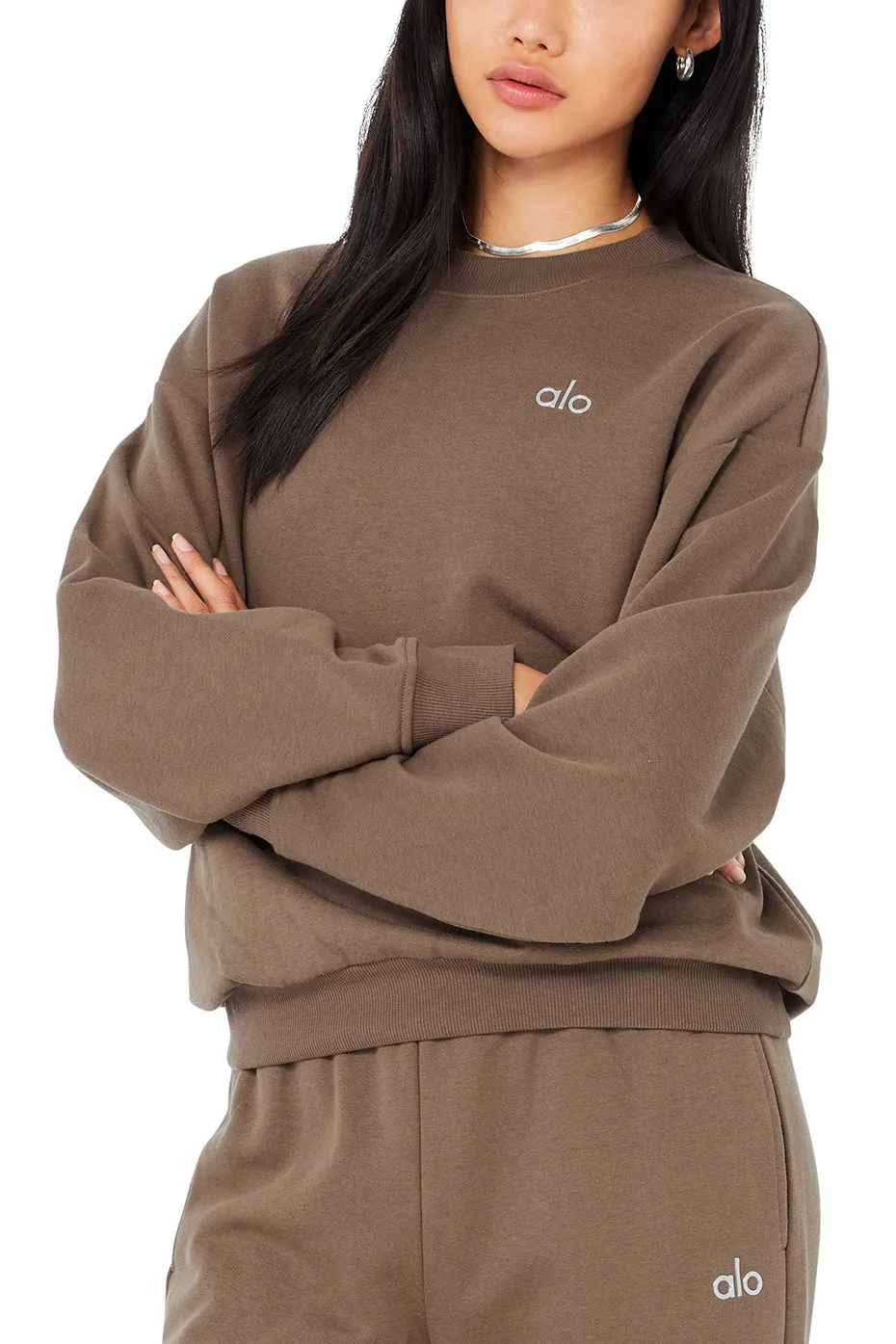 Accolade Crew Neck Pullover & Accolade Straight Leg Sweatpant Set - Hot Cocoa