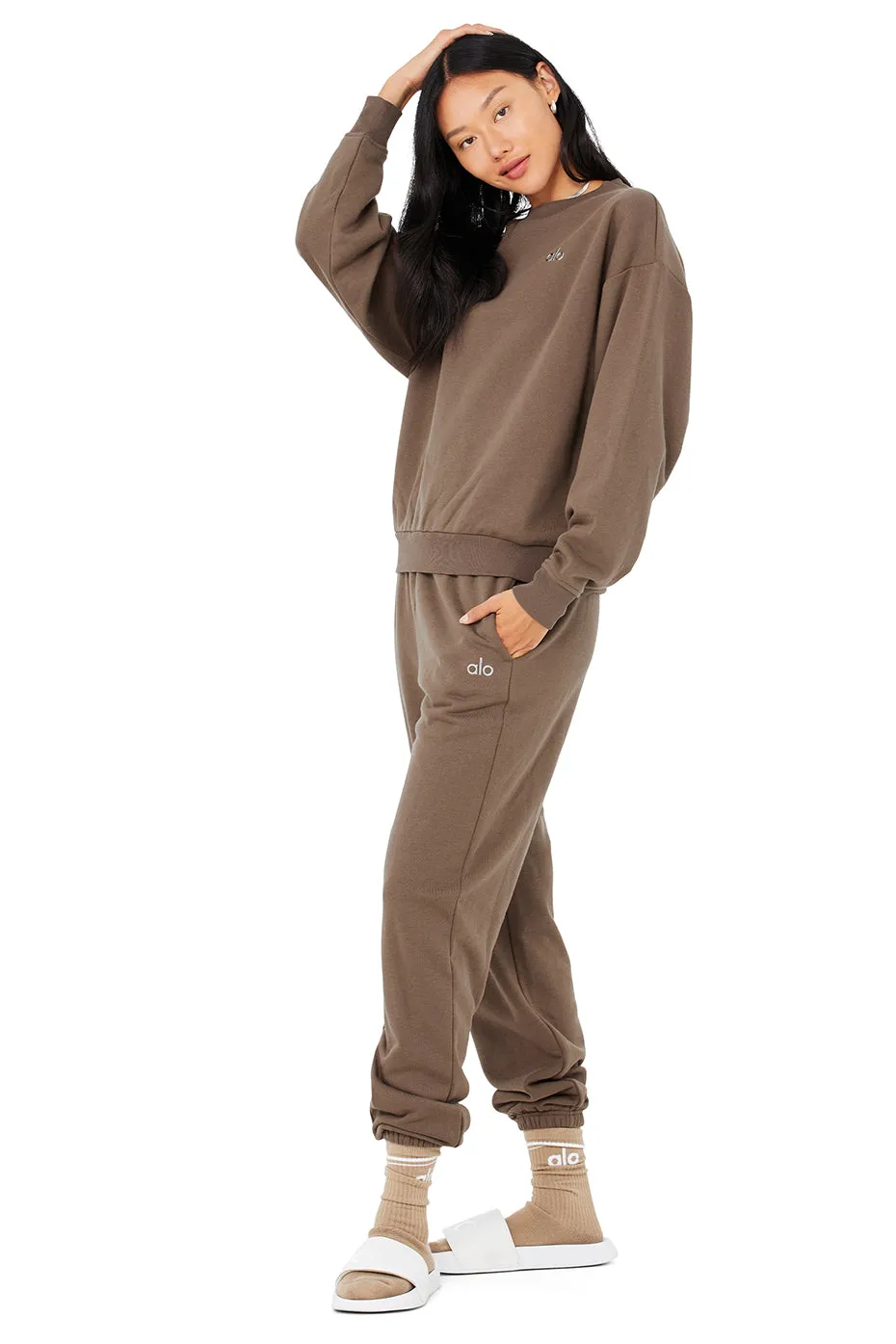 Accolade Crew Neck Pullover & Accolade Sweatpant Set - Hot Cocoa