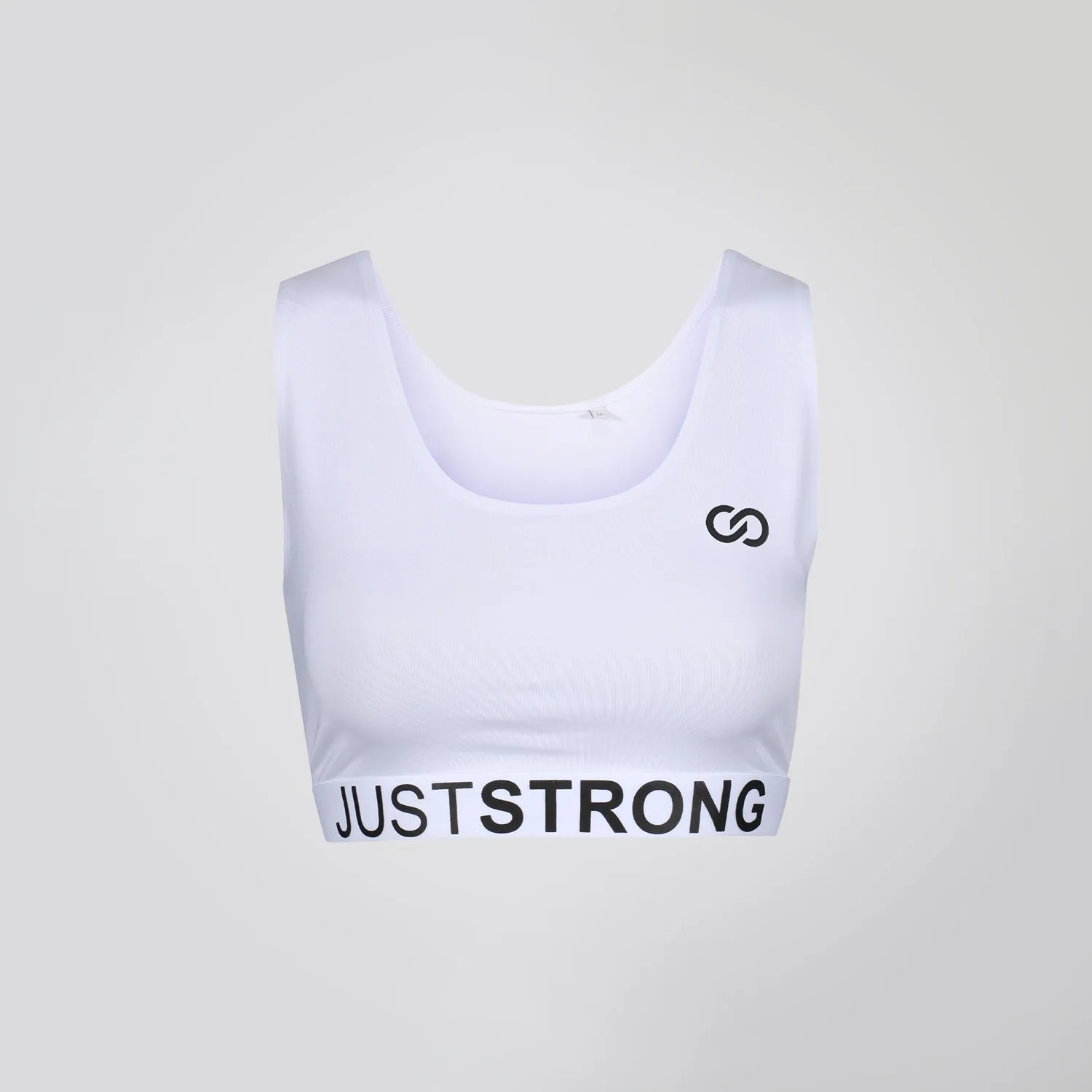 All White Just Strong Sports Bra