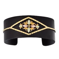 Black Hills Gold Black Powder Gold Trimmed Cuff Bracelet