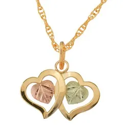 Black Hills Gold Two Heart Leaf Necklace