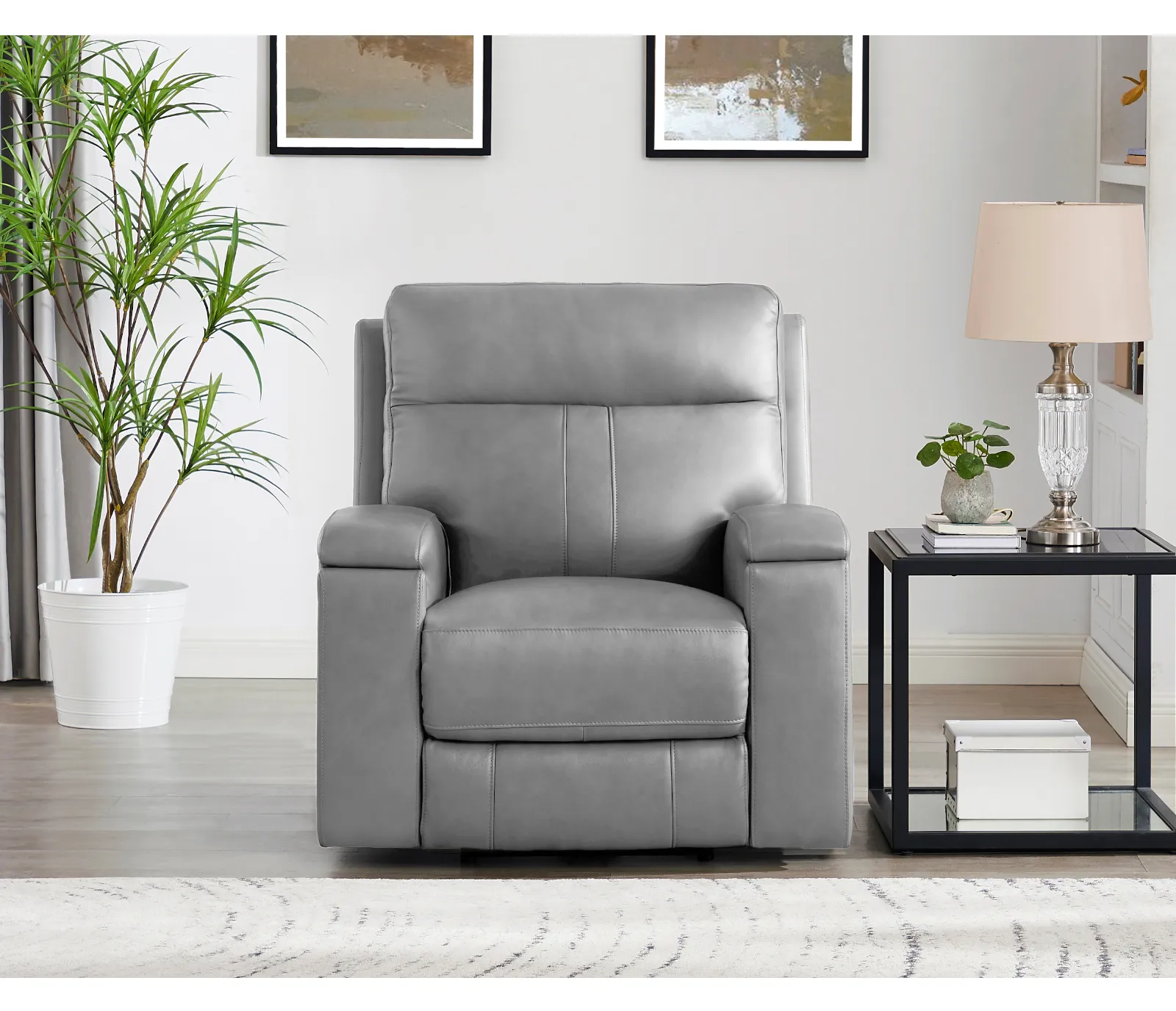 Denali Chair - Power Reclining w/ Power Headrest - Silver Grey Leather