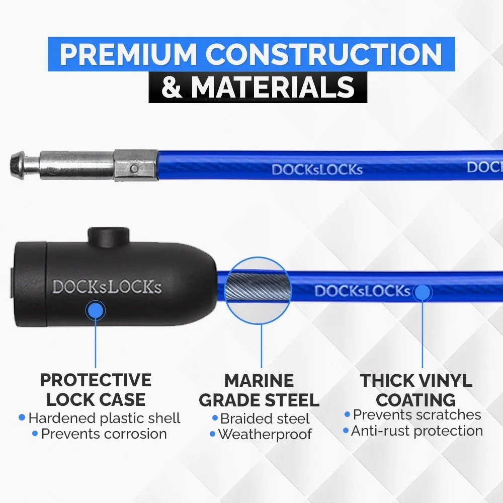 DocksLocks® Anti-Theft Weatherproof Straight Security Cable with Key Lock (5', 10', 15', 20' or 25')