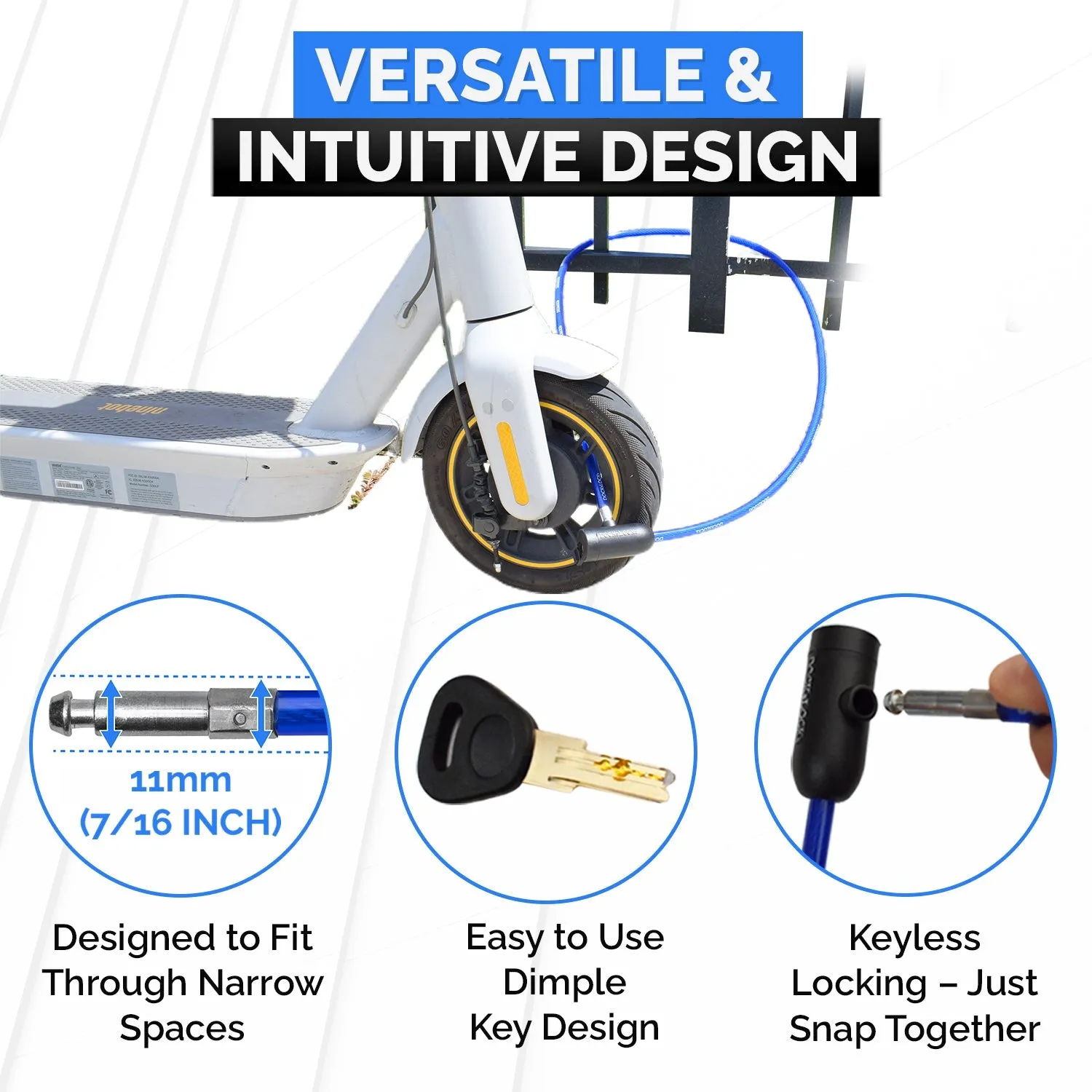 DocksLocks® Anti-Theft Weatherproof Straight Security Cable with Key Lock (5', 10', 15', 20' or 25')