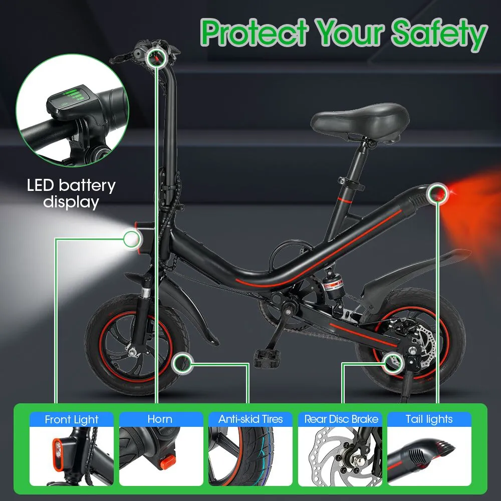 Electric Folding City Bike - 350W 12 Inch 36V 7.5Ah 40KM Range