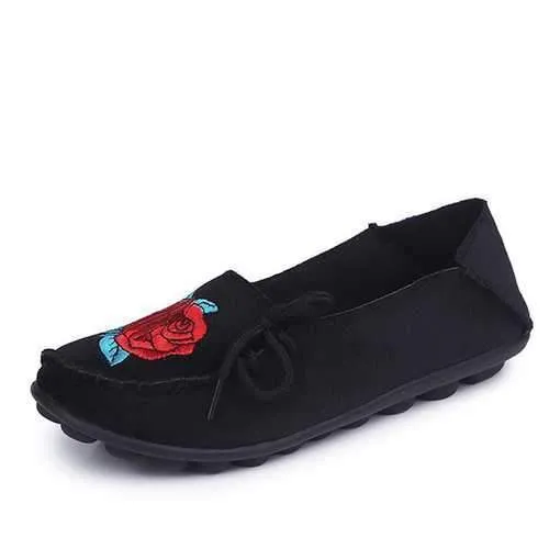 Flat Loafers Soft Comfortable Embroidery Shoes