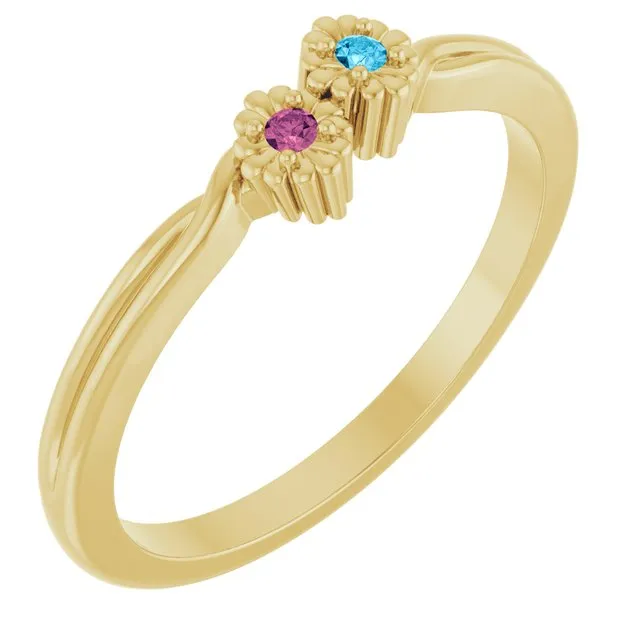 Flower 1.5mm Petite Stone Mother's Family Ring