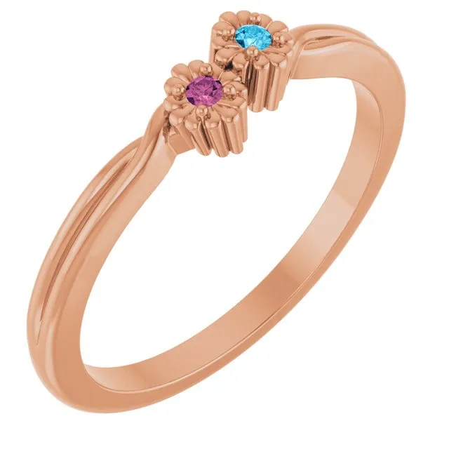 Flower 1.5mm Petite Stone Mother's Family Ring