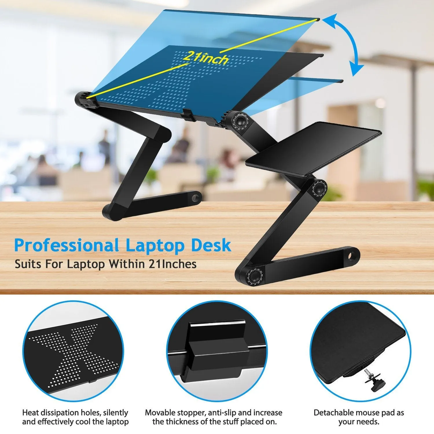 Foldable Laptop Table Bed Notebook Desk with Mouse Board