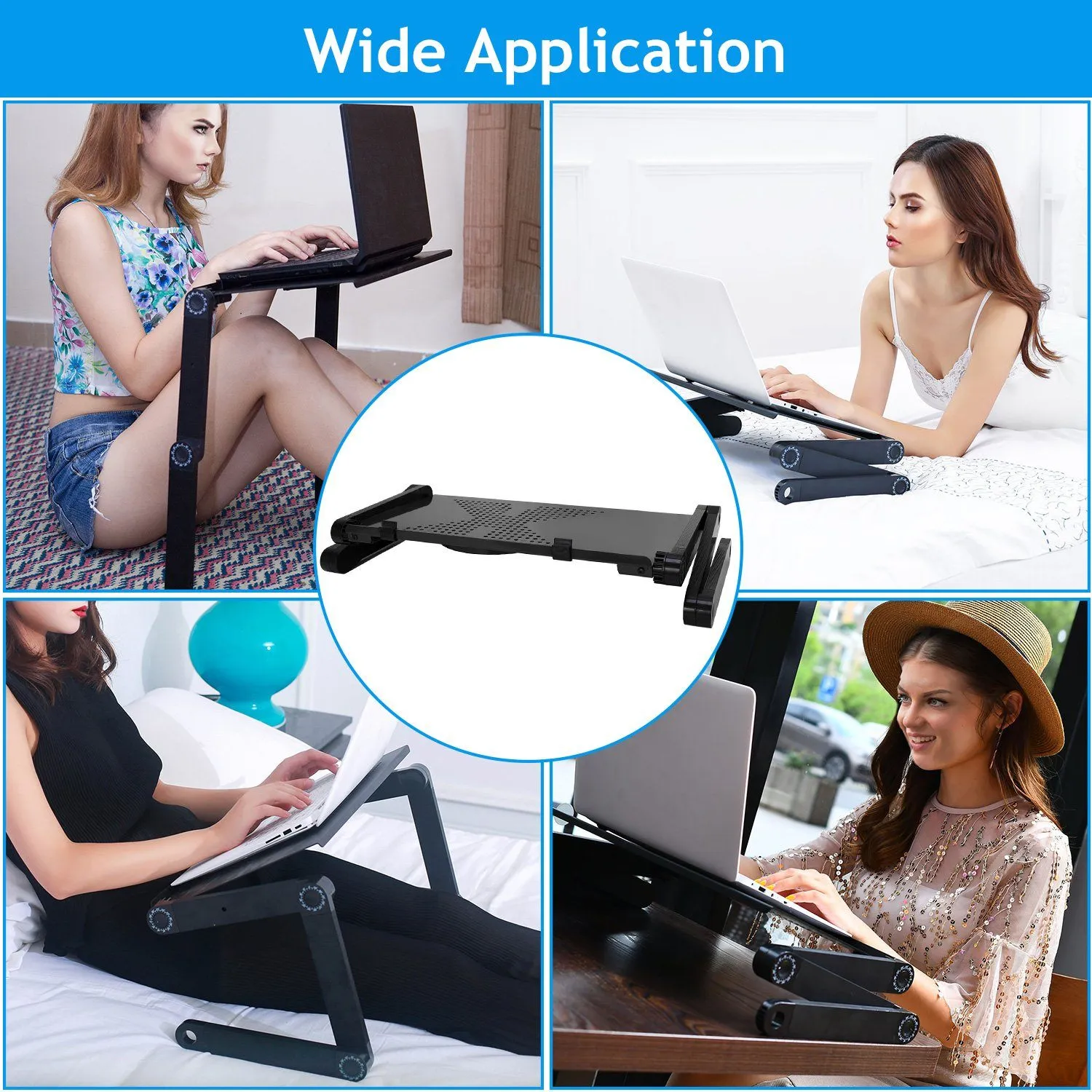 Foldable Laptop Table Bed Notebook Desk with Mouse Board