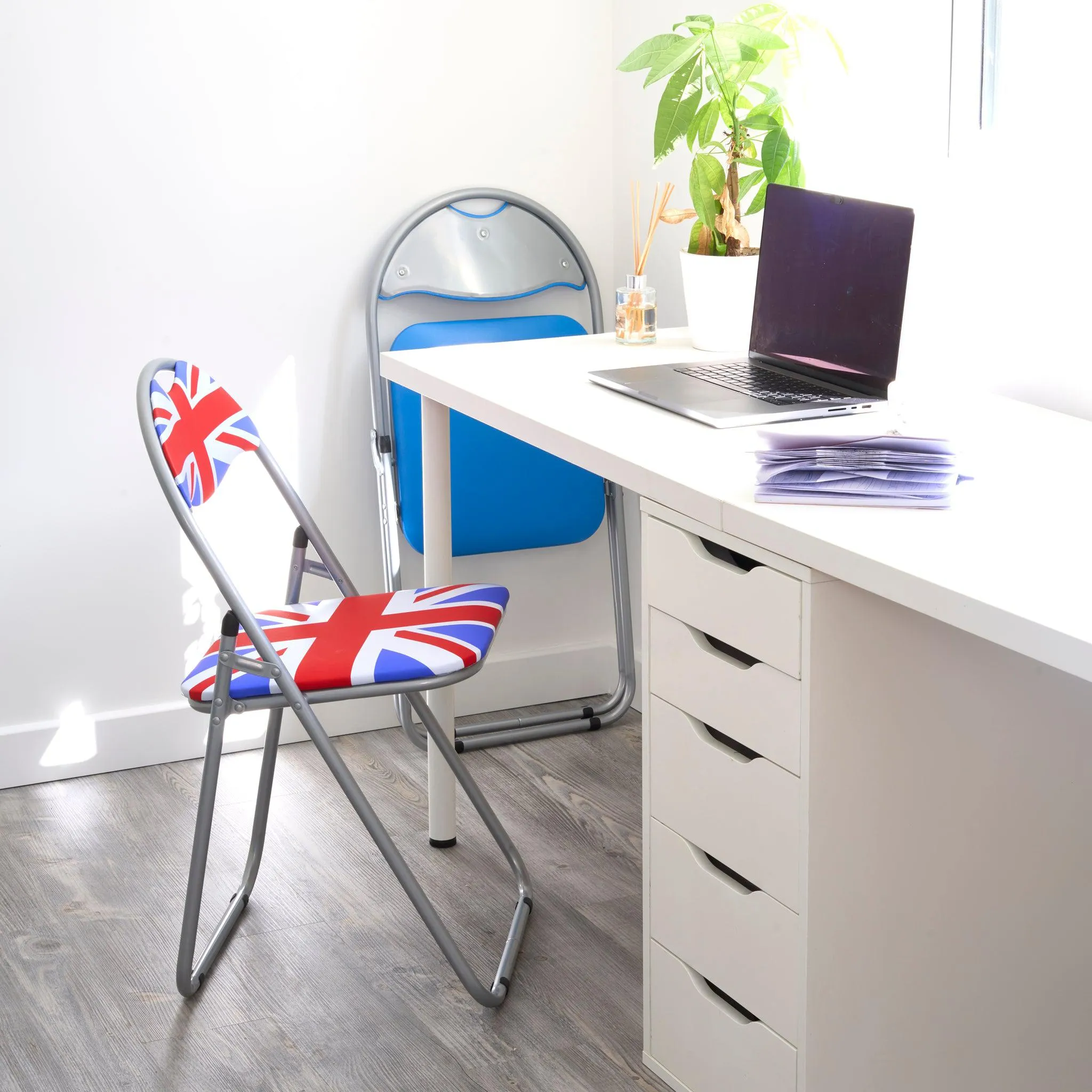 Folding Padded Office Dining Desk Chair - Union Jack