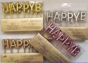 Gold happy birthday Candles party Decor