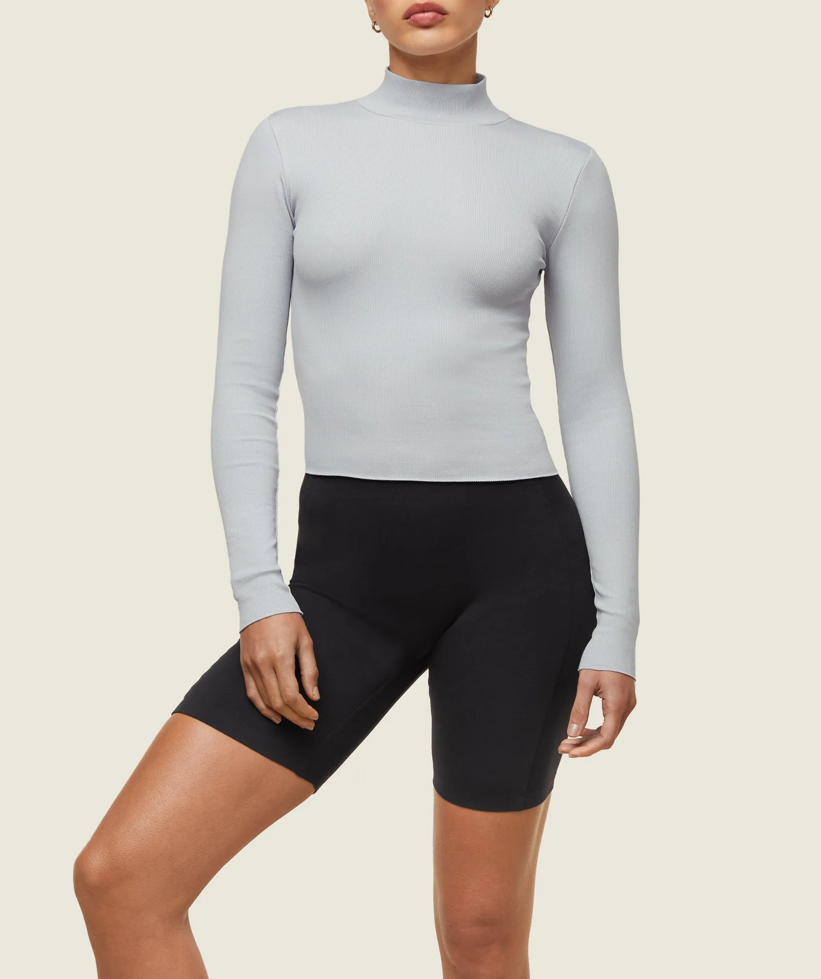 Gymshark everywear Long Sleeve Ribbed Turtle Neck - Ice Grey