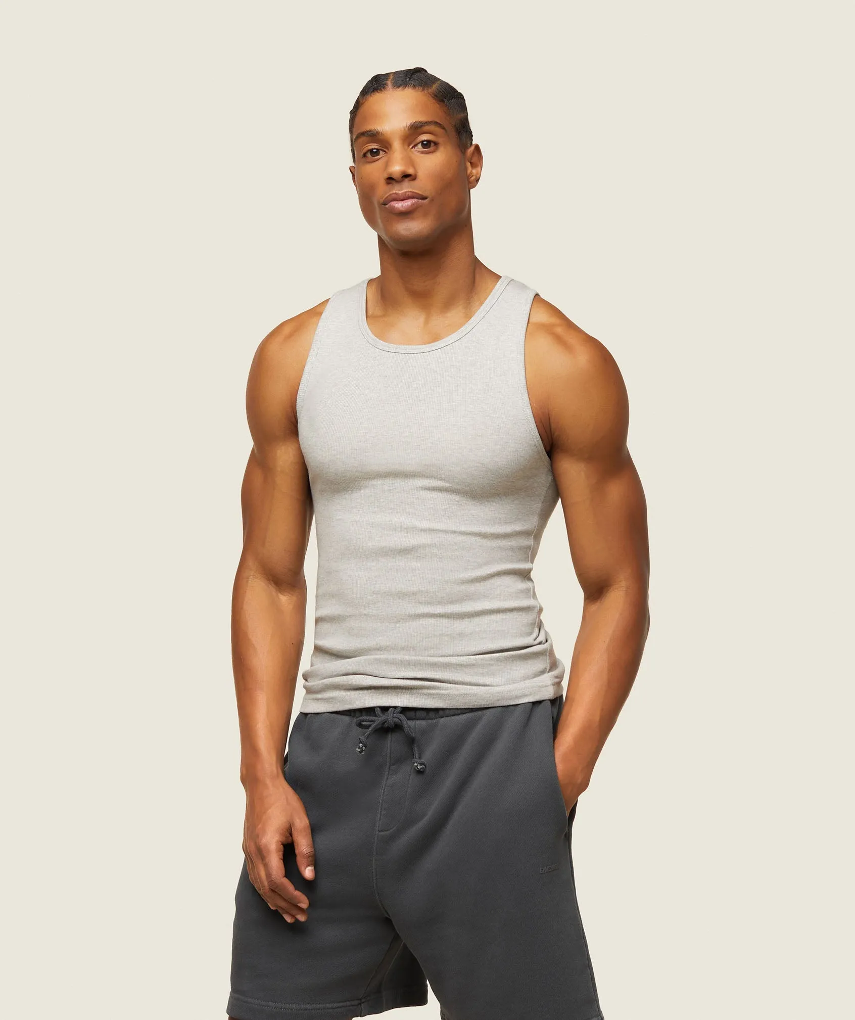 Gymshark everywear Ribbed Tank - Light Grey Core Marl