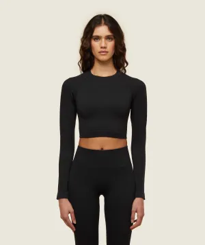 Gymshark everywear Seamless Long Sleeve Crop Top - Black