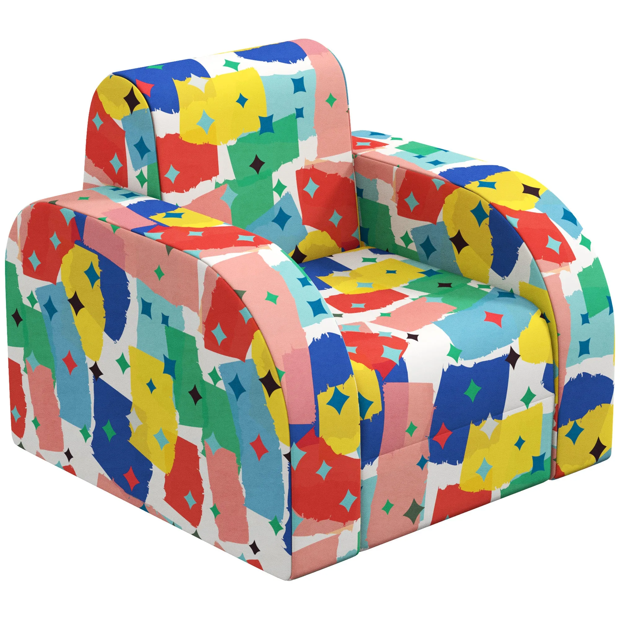 Kids Armchair, Foldable Toddler Chair for Bedroom - Multicoloured