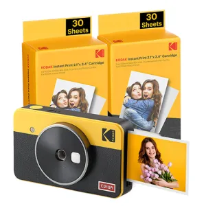 Kodak Mini Shot 2 Retro C210ry60 Portable Wireless Instant Camera And Photo Bundle 2.1X3.4 Yell