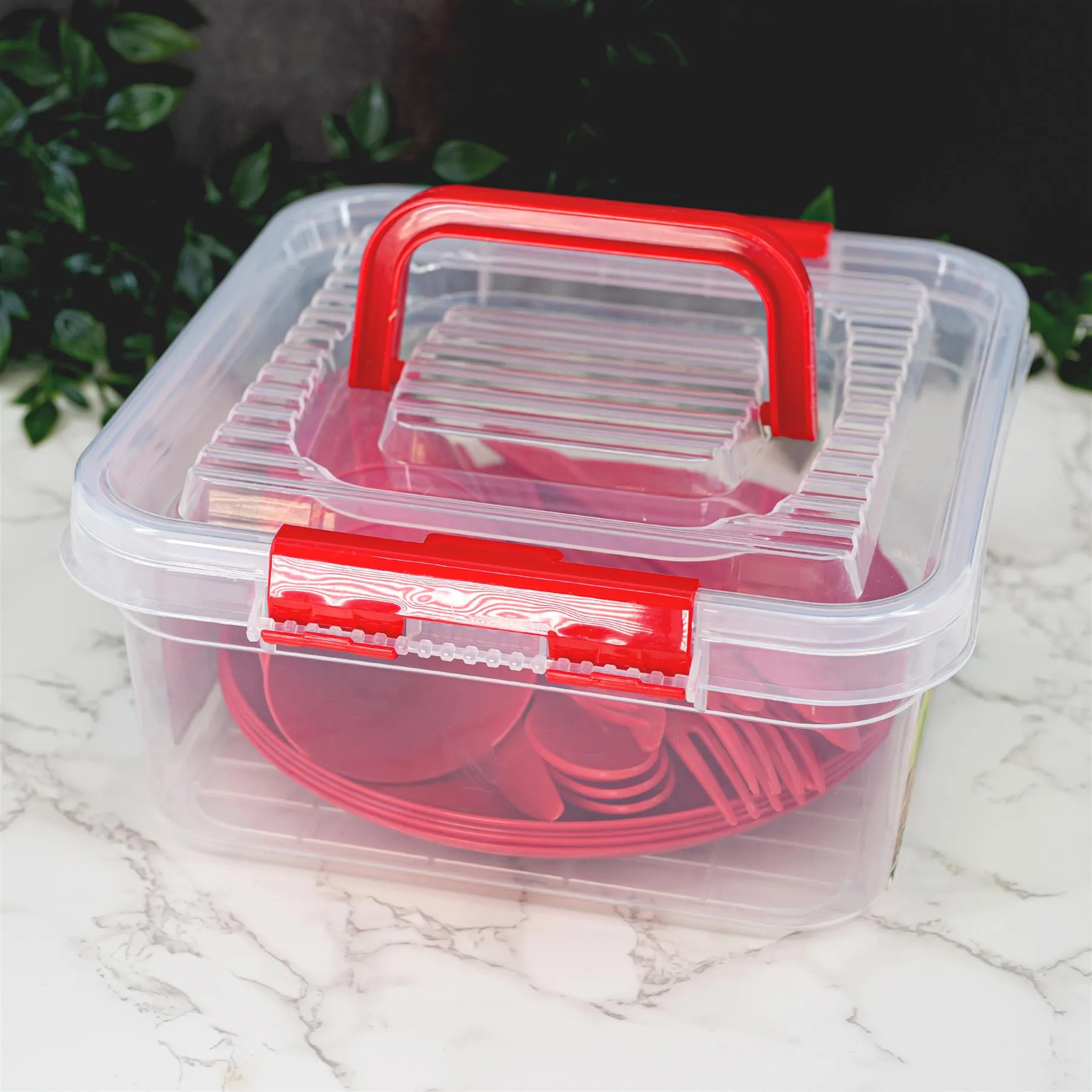 Large Picnic Set With Storage Box For Four - 21 Pieces