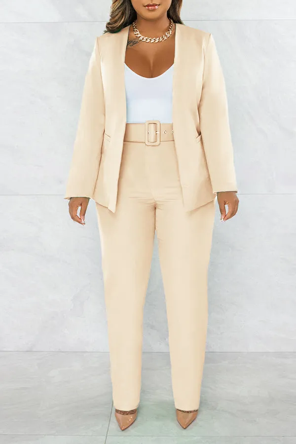 Leisure Open Front Blazer & Pants Set