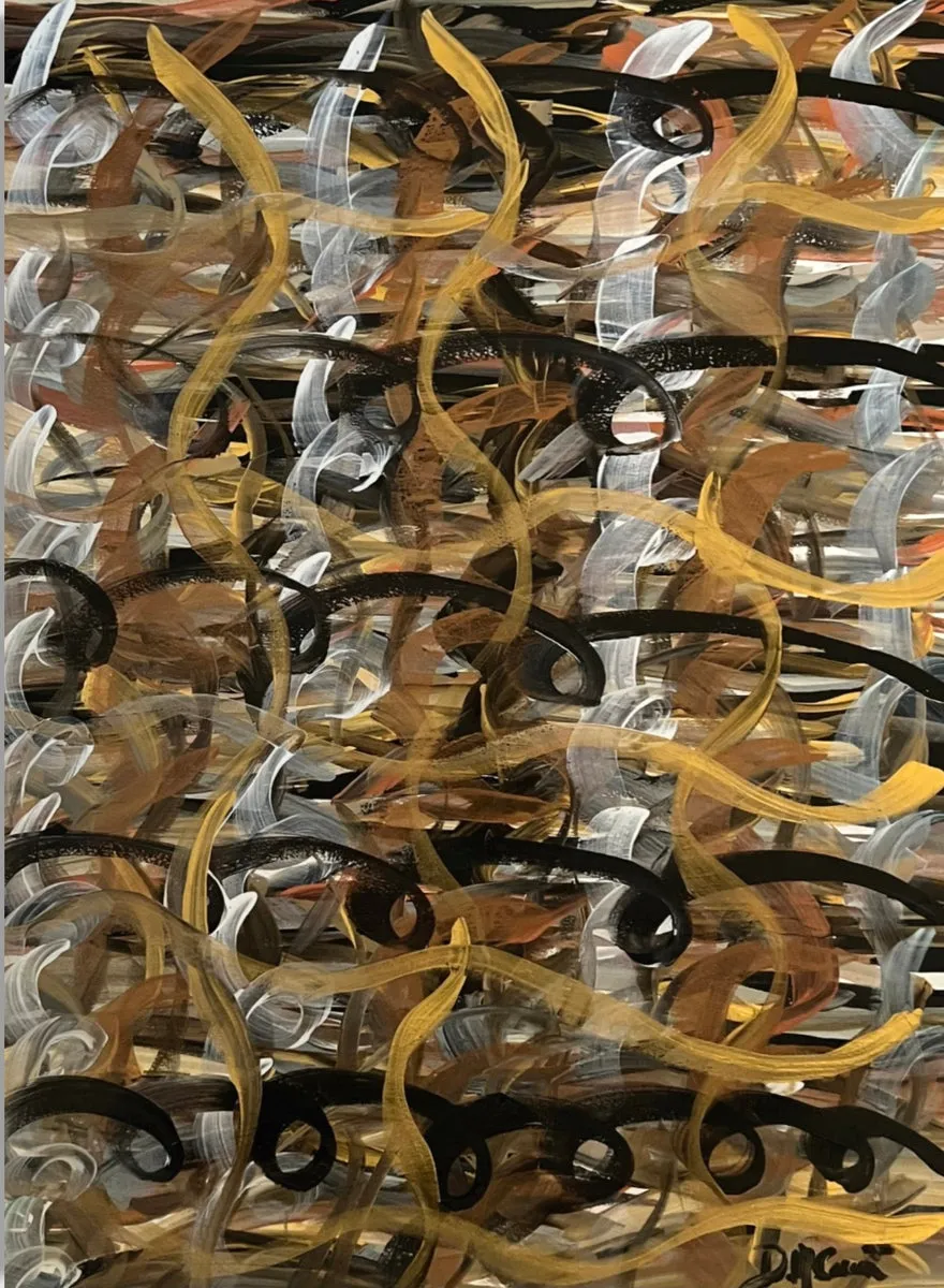 Metallic Loops Abstract Acrylic Art by Deanna Caroon