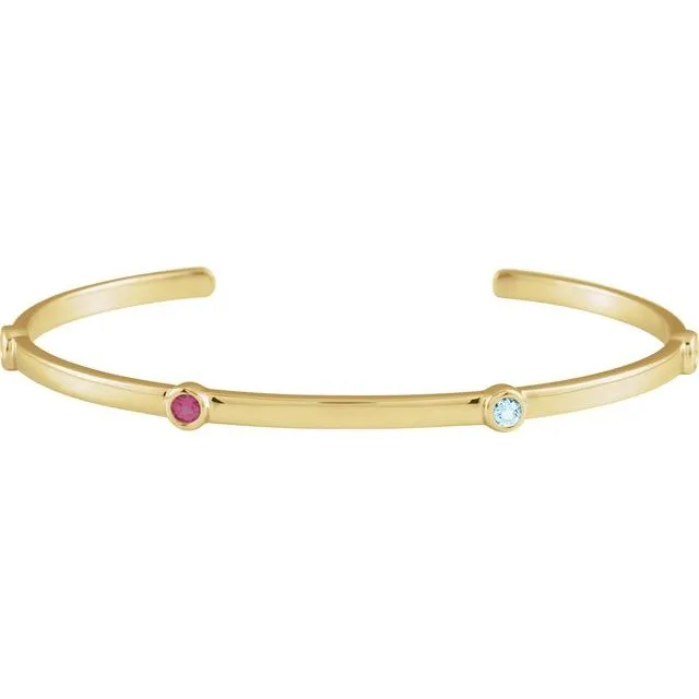 Mother's Family Bezel-Set Cuff Bracelet