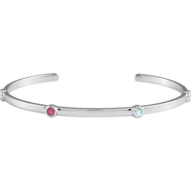 Mother's Family Bezel-Set Cuff Bracelet