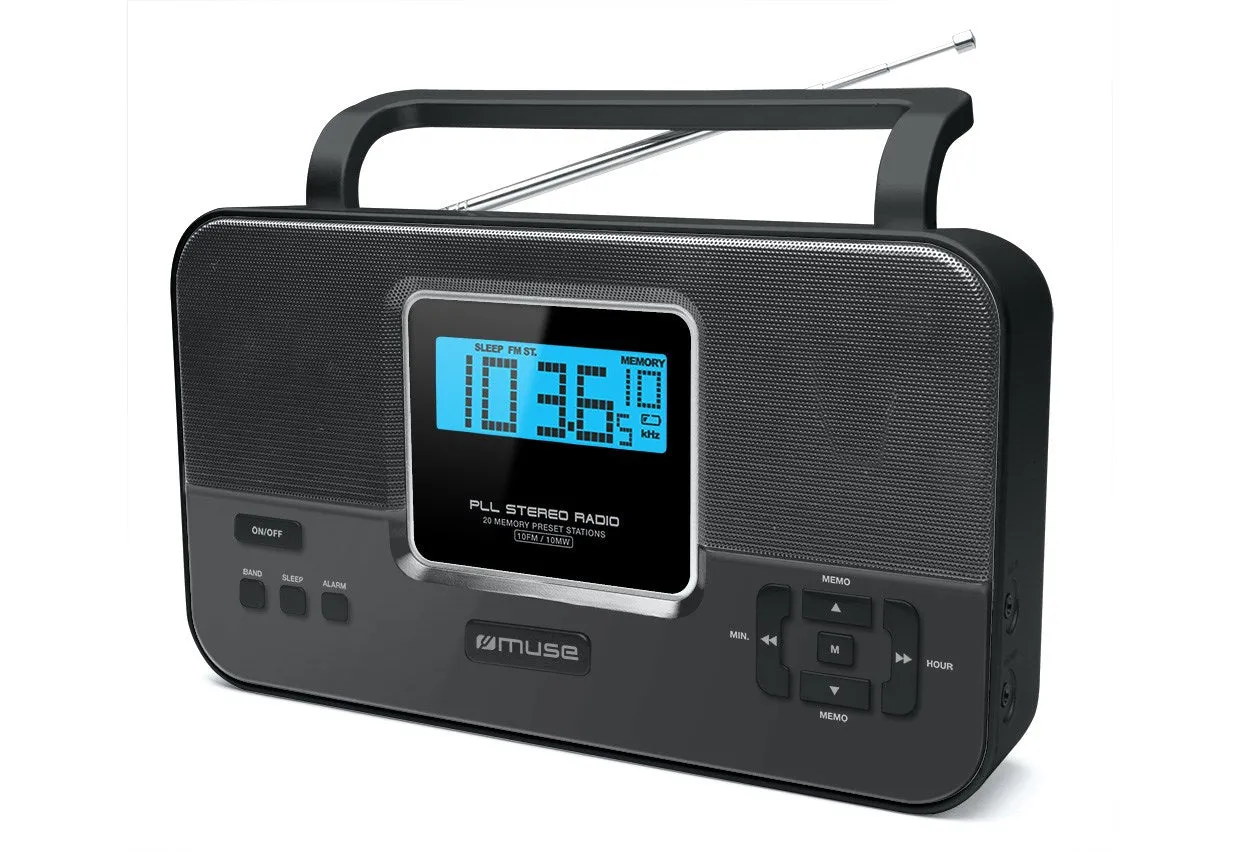 Muse | M-087R | 2-Band Pll Stereo Portable Radio | Black