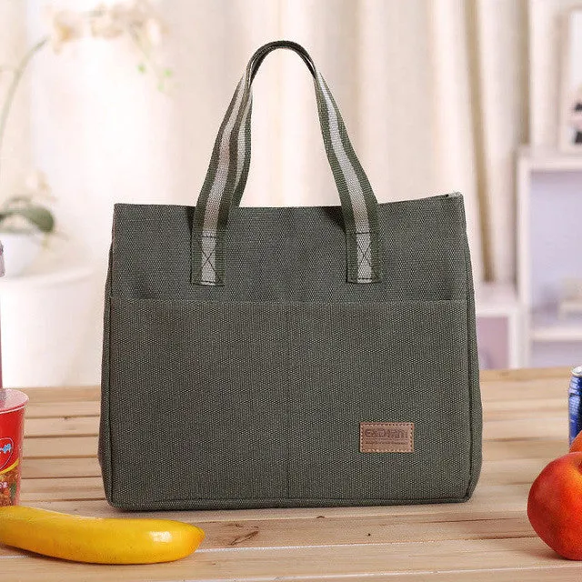 New Fashion Lancheira Lunch Box Cooler Insulated Lunch Bag For Women Thermal Canvas Bag Lunch Bolsa Termica