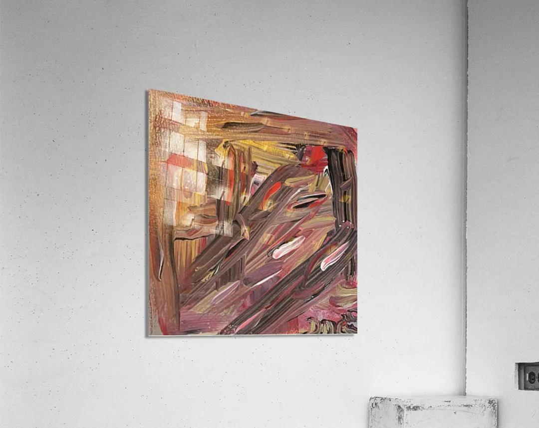 Pink  Red  White Gray and Gold Brushstrokes Original artwork by Deanna Caroon