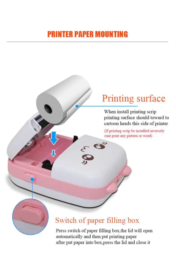 Portable Bluetooth Mini Printer with USB Charge