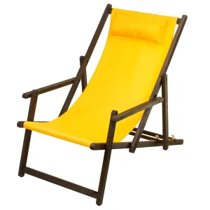 Premium Deck Chair With Pillow And Armrests Sun Lounger Foldable Perfect For Garden, Beach