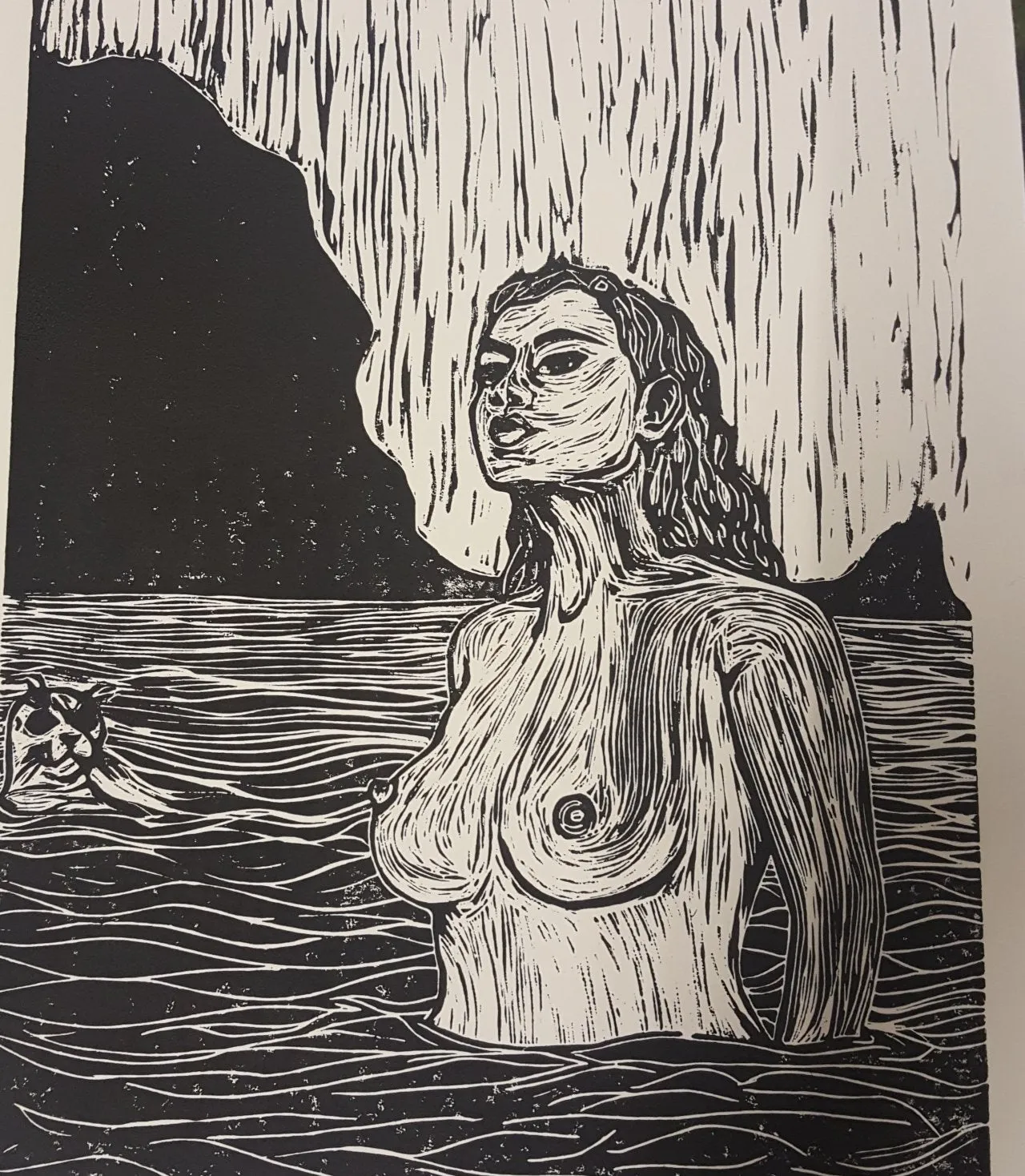 Selkie lino print A3