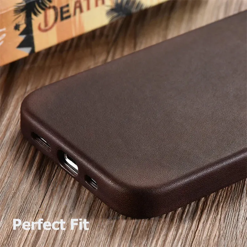 Soft Genuine Leather Case for iPhone 14 Pro Max Quality Business Case for iPhone 15 Pro Max Magnetic Charging Phone Back Cover