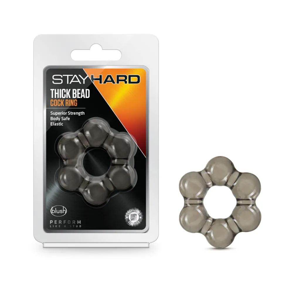 Stay Hard Thick Bead Cock Ring Black