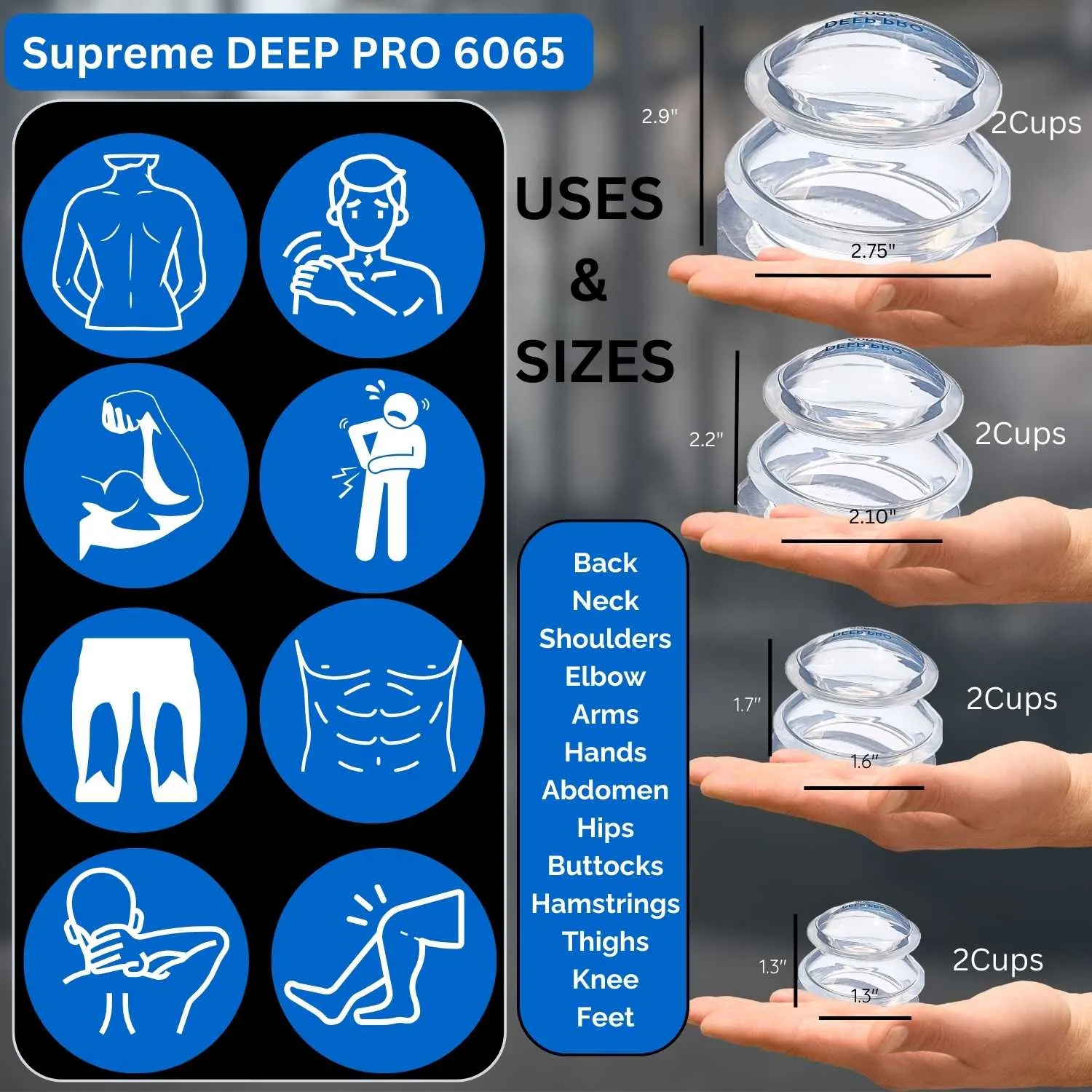 Supreme DEEP PRO 6065 Advanced Harder Silicone Cupping Therapy Sets