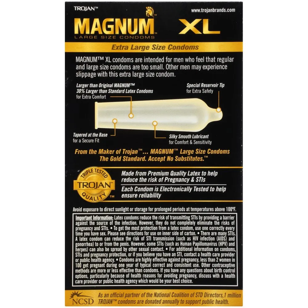 Trojan Magnum XL Condoms - 12 Pack